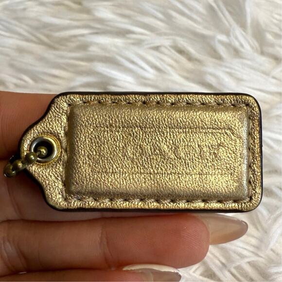1.5" COACH Gold Fob Bag Charm Hang tag Hangtag - Picture 1 of 2